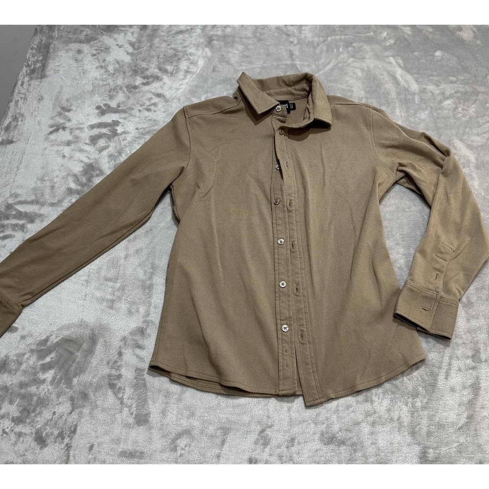 Steve & Barry's Shirt Women's Size Small Light Brown Woven Long Sleeve Button Up